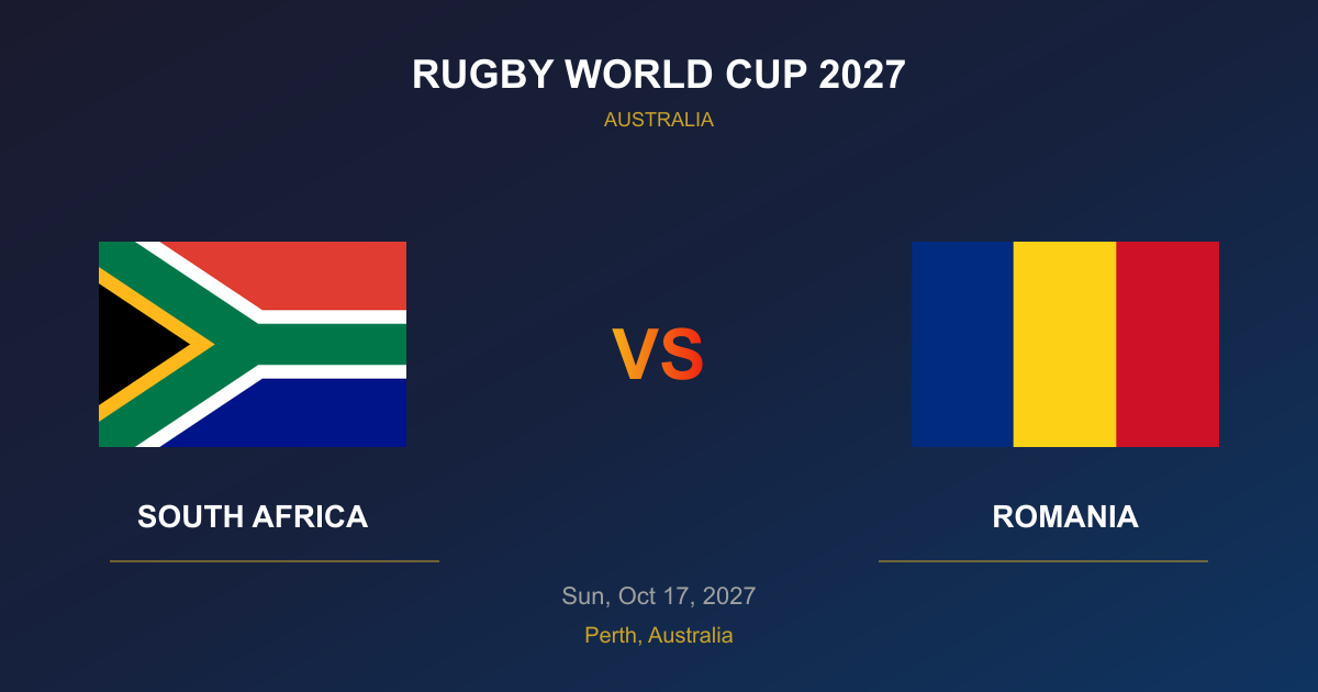 South Africa vs Romania - Rugby World Cup 2027 - Perth