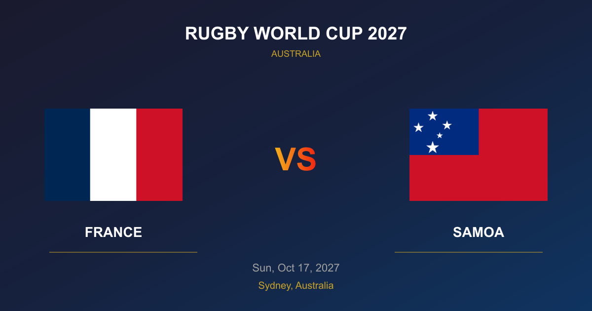France vs Samoa - Rugby World Cup 2027 - Sydney