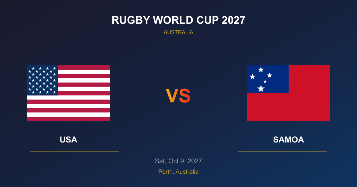 USA vs Samoa - Rugby World Cup 2027 - Perth