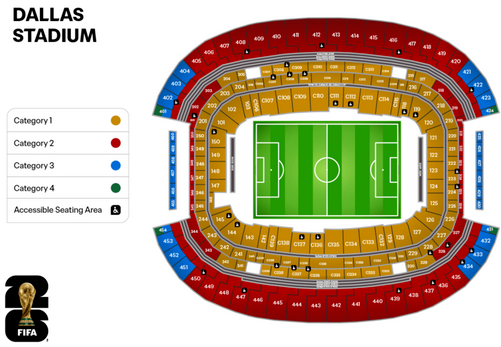 Tickets Match 88 Round Of 32 AT T Stadium July 4 From Dallas Stadium Fifa Seating Chart 